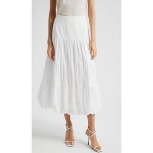 Cinq à Sept Pyper Tiered Bubble Skirt In White Midi $325 New Size 4